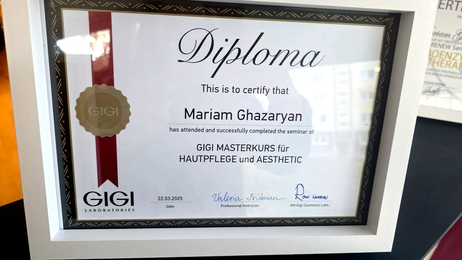 Zertifikat Masterkurs Hautpflege & Ästhetik
