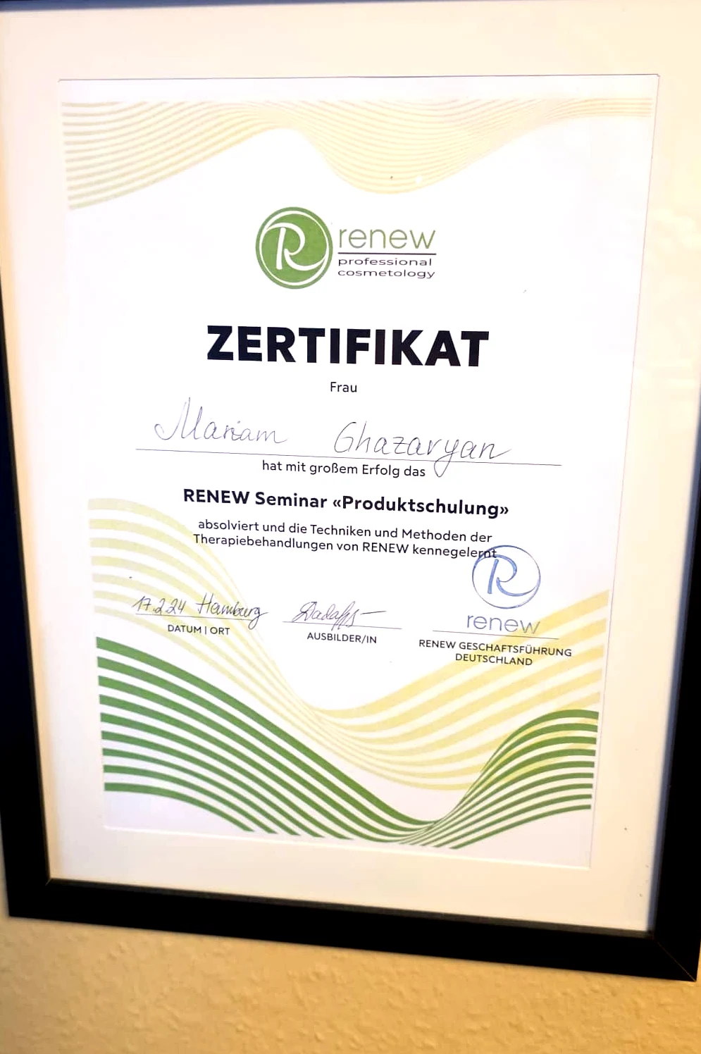 Zertifikat Produkt- und Anwendungsschulung